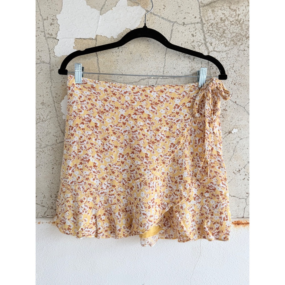 Abercrombie Wrap Skirt Floral Mini Ruffle Hem Side Tie Summer Boho Womens M